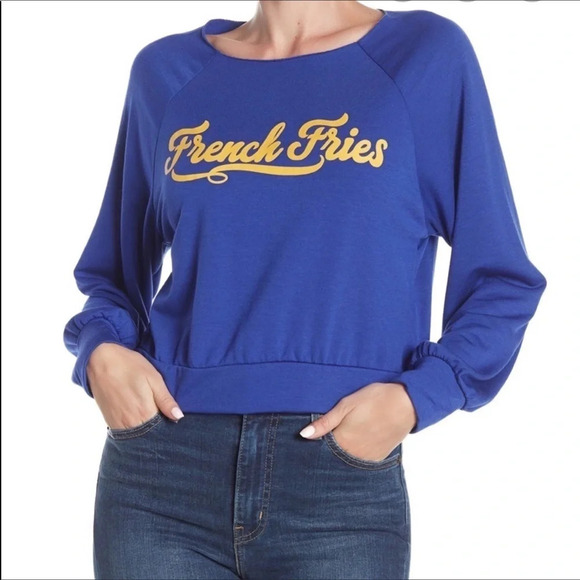 Hiatus French Fries Graphic Logo Crop Sweatshirt - Picture 1 of 5